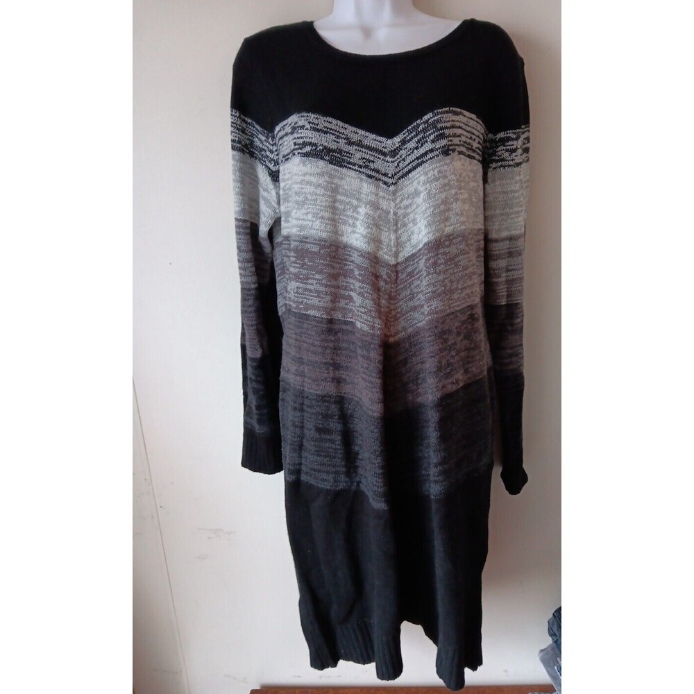 Apt 9 Fit & Flare Sweater Dress Women Black Red Gray Long-Sleeve Soft Crew LARGE